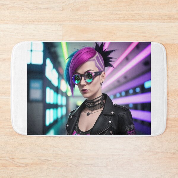 Item preview, Techno Punk Girl With Glasses Blue Pink Hair  designed and sold by highplacidity.