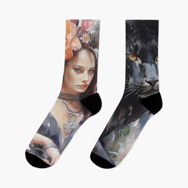 Item preview, Dark Elegance: Brunette Woman and Black Panther designed and sold by Cris888.