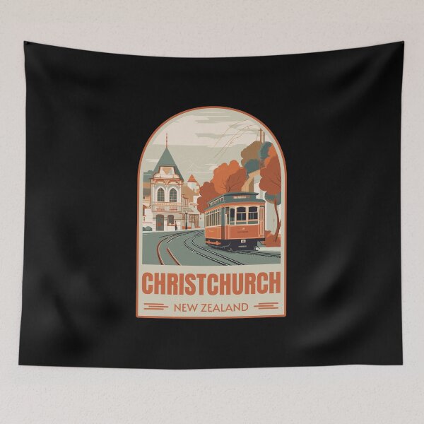 Item preview, Christchurch in South Island New Zealand Retro Travel Art Emblem designed and sold by MaateoDesign.