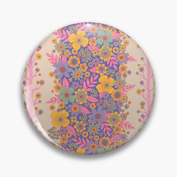 Item preview, Retro Floral Stripe - Boho Pink/Yellow/Blue  designed and sold by somecallmebeth.