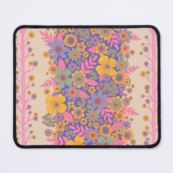Item preview, Retro Floral Stripe - Boho Pink/Yellow/Blue  designed and sold by somecallmebeth.
