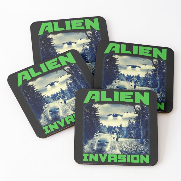 Item preview, Alien invasion and capybara taking selfie 2025 designed and sold by erozzz.