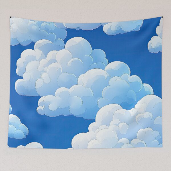 Item preview, Fluffy White Clouds on Clear Blue Sky Pattern designed and sold by OriginalBeerCat.