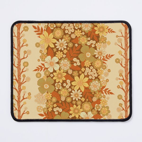 Item preview, Retro Floral Stripe - 1970s Burnt Orange/Olive/Yellow designed and sold by somecallmebeth.