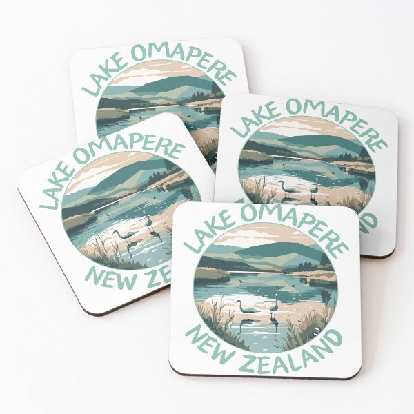 Item preview, Lake Ōmāpere in Northland New Zealand Retro Travel Art Emblem designed and sold by MaateoDesign.