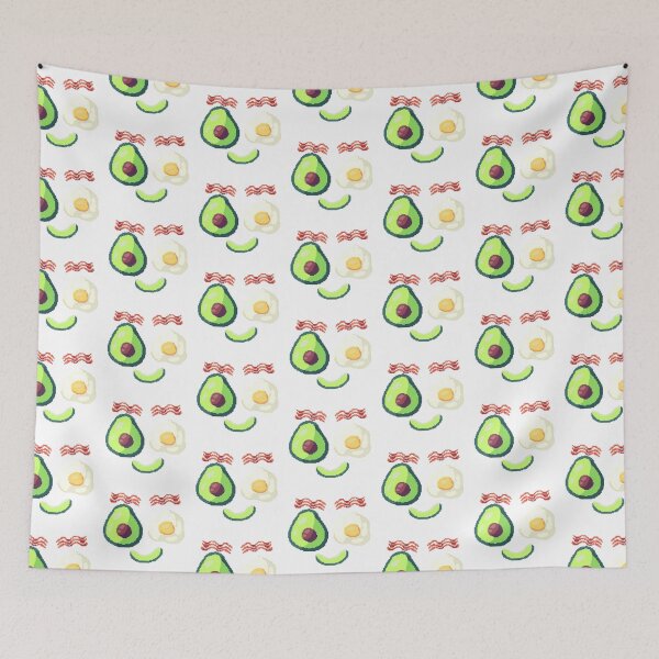 Item preview, Pixel art of avocado with fried egg and bacon happy face designed and sold by ZerpaGiovanna.