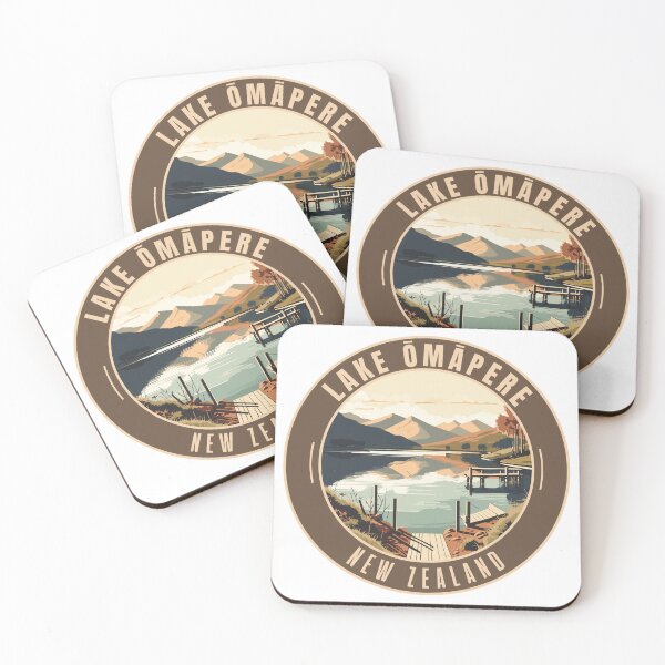Item preview, Lake Ōmāpere in Northland New Zealand Retro Travel Art Emblem designed and sold by MaateoDesign.