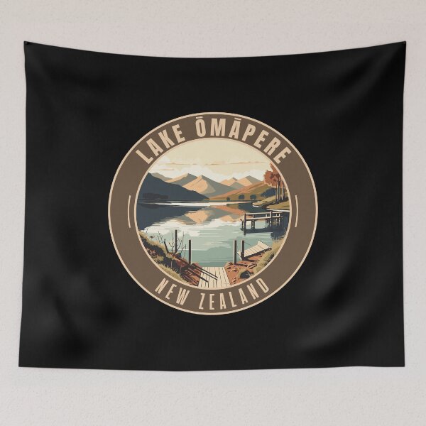 Item preview, Lake Ōmāpere in Northland New Zealand Retro Travel Art Emblem designed and sold by MaateoDesign.