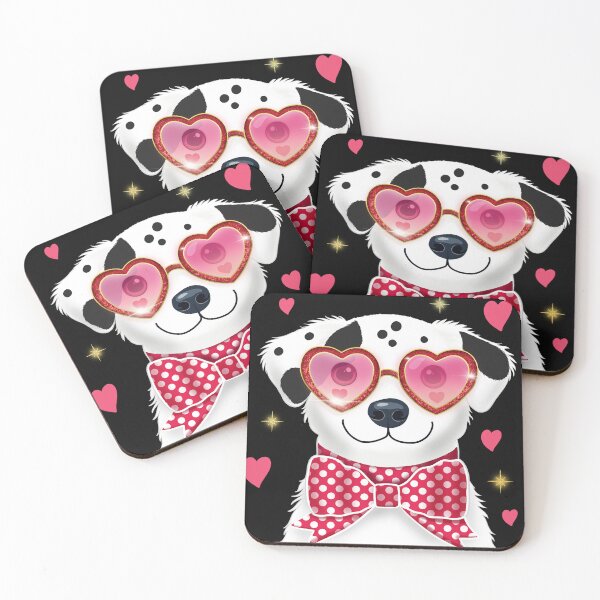 Item preview, Valentine's Dog Spotted White Dog With Heart Sunglasses designed and sold by daphsam.