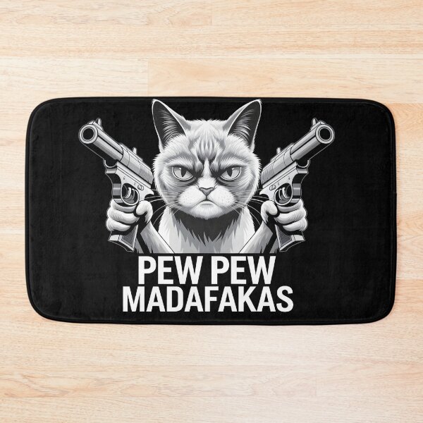 Item preview, FUNNY Pew Pew Madafakas Cat, Pew Pew Cat, Vintage Cat With Guns, Cat Paw, Black Cat Cartoon, Pewpew, Our Cute Cat Pets Merchandise for Funny Cat Pet Lovers! retro meme crazy animal designed and sold by FurRealStudioCo.