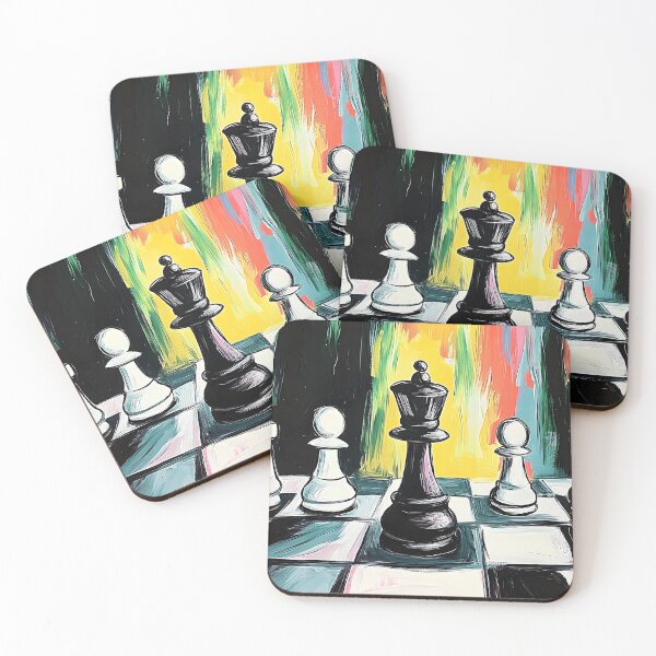 Item preview, Chessboard Drama The Black King and White Allies in Vibrant Abstract Surroundings Generative AI Art designed and sold by OlfactoART Studio.