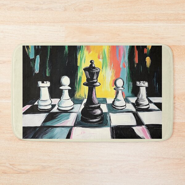 Item preview, Chessboard Drama The Black King and White Allies in Vibrant Abstract Surroundings Generative AI Art designed and sold by OlfactoART Studio.
