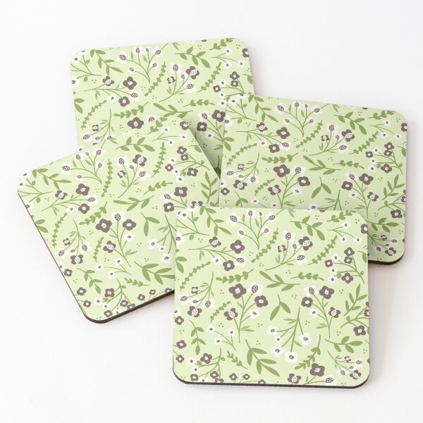 Item preview, Floral Pattern, Forget-Me-Nots in lemongrass, mocha, & matcha designed and sold by HeidiMyersArt.