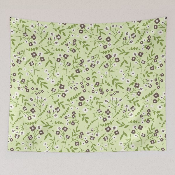 Item preview, Floral Pattern, Forget-Me-Nots in lemongrass, mocha, & matcha designed and sold by HeidiMyersArt.