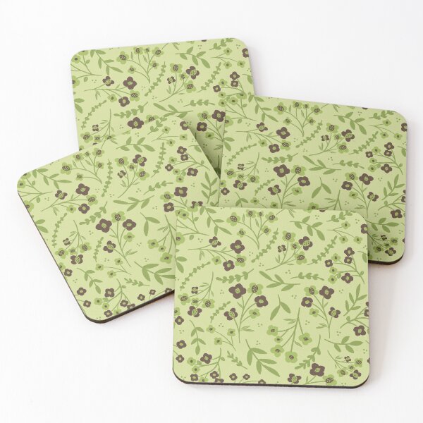 Item preview, Floral Pattern, Forget-Me-Nots in mocha & matcha on lemongrass designed and sold by HeidiMyersArt.