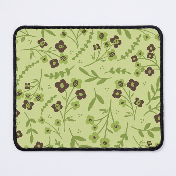 Item preview, Floral Pattern, Forget-Me-Nots in mocha & matcha on lemongrass designed and sold by HeidiMyersArt.