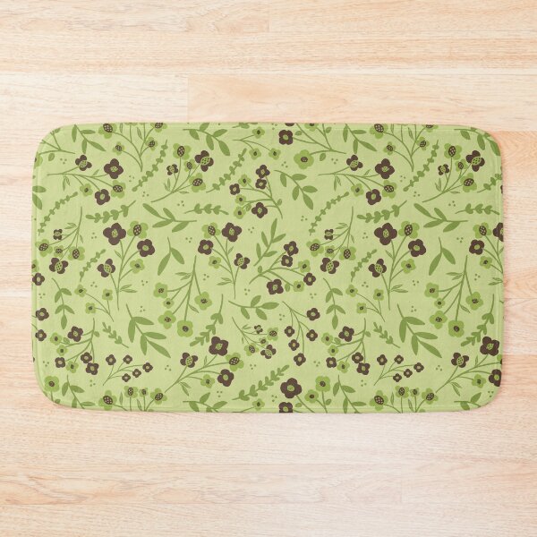 Item preview, Floral Pattern, Forget-Me-Nots in mocha & matcha on lemongrass designed and sold by HeidiMyersArt.