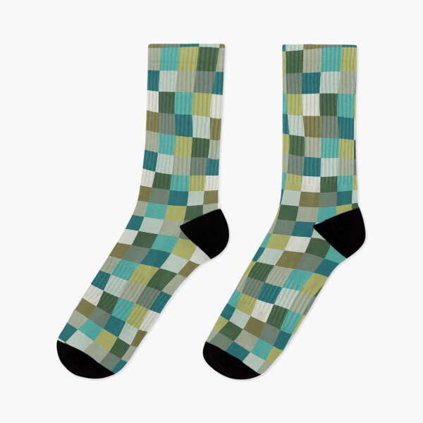 Item preview, Colorful Checkerboard Pattern in shades of turquoise & olive designed and sold by HeidiMyersArt.