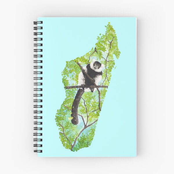 Item preview, Black-and-white Ruffed Lemur on Madagascar Silhouette designed and sold by olonala-inc.