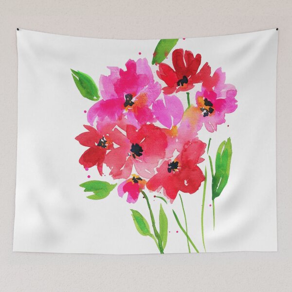 Item preview, Crazy vibrant hot pink poppies watercolor painting designed and sold by AnissaF.