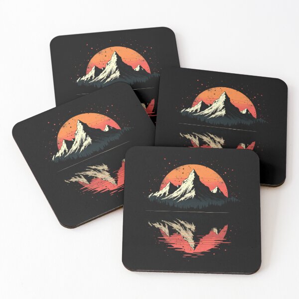 Item preview, Mirrored Mountain Landscape with Red Sun Reflection designed and sold by gfxpartner.
