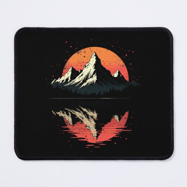 Item preview, Mirrored Mountain Landscape with Red Sun Reflection designed and sold by gfxpartner.