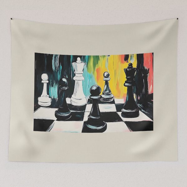 Item preview, Vivid Chessboard Clash Bold Strokes and Colorful Abstract Art of Strategic Battle AI Generated designed and sold by OlfactoART Studio.