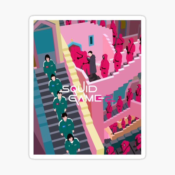 Item preview, Squid Game 2 Seong Gi Hun, Players, Front man, Pink Guards Staircase Netflix designed and sold by KamiTrendz.