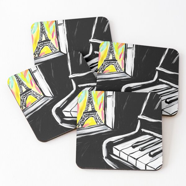 Item preview, Digital Art Monochrome Piano Meets Vibrant Eiffel Tower View Bold Contrasts and Dynamic Lines designed and sold by OlfactoART Studio.