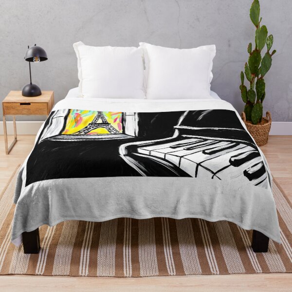 Item preview, Digital Art Monochrome Piano Meets Vibrant Eiffel Tower View Bold Contrasts and Dynamic Lines designed and sold by OlfactoART Studio.