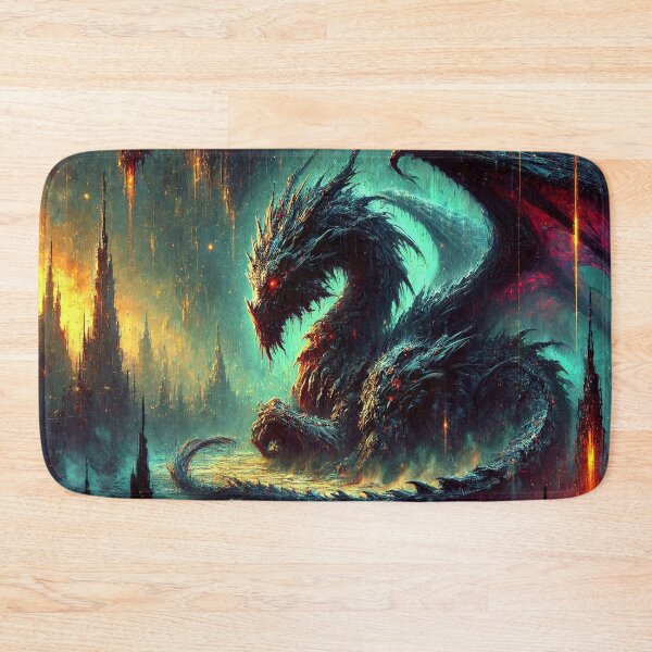 Item preview, AI generated dragon resting, dystopian fantasy designed and sold by AI-this-is-AI.