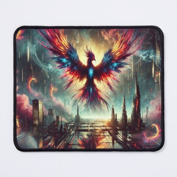 Item preview, AI generated phoenix rising in the sunrise, dystopian fantasy designed and sold by AI-this-is-AI.