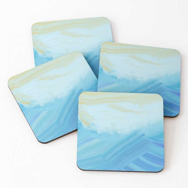 Item preview, Abstract Painting Depicting Soft Blue and Golden Tones with Flowing Patterns designed and sold by Beautiful art store.