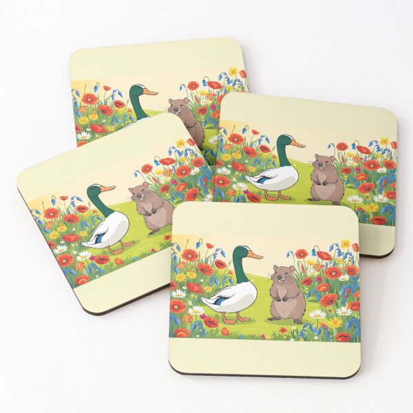 Item preview, Duck and wombat in flower meadow designed and sold by PierreAlbijanic.