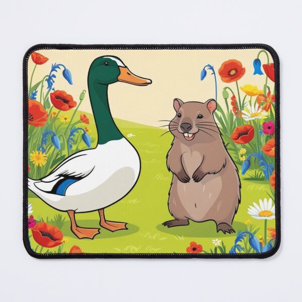 Item preview, Duck and wombat in flower meadow designed and sold by PierreAlbijanic.