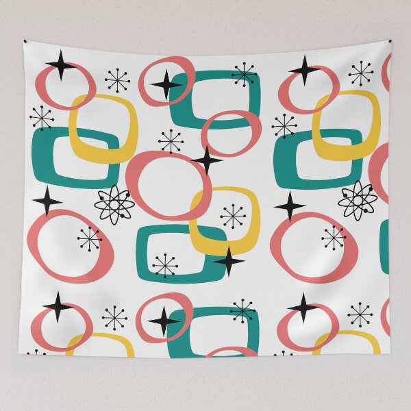 Item preview, Mid Century Modern Shapes Pattern Ovals Rectangles Stars Space Age Era designed and sold by Itaya Art.