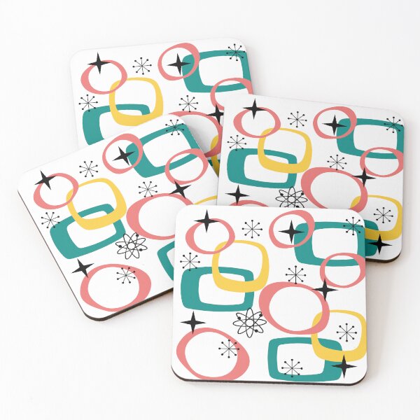 Item preview, Mid Century Modern Shapes Pattern Ovals Rectangles Stars Space Age Era designed and sold by Itaya Art.