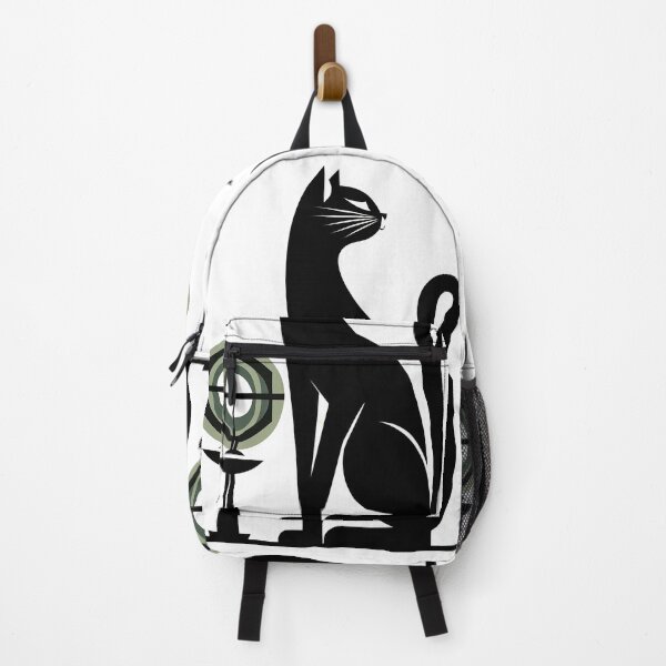Item preview, Abstract Black Cat Microphone Podcaster, 1970s Kitty, Kitten MCM Style Atomic 1960 Art Deco, designed and sold by TheTimeTaxi.