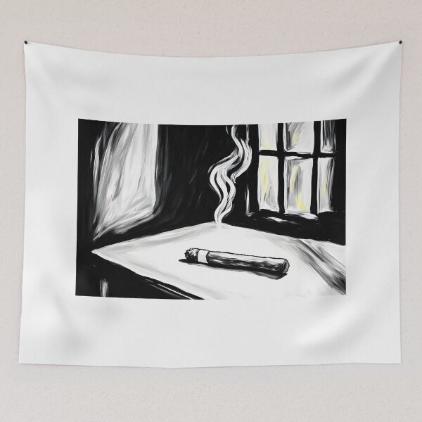 Item preview, Cigar in Solitude Smoke Curles in the Quiet of Light and Shadow Abstract Digital Art AI Generated designed and sold by OlfactoART Studio.