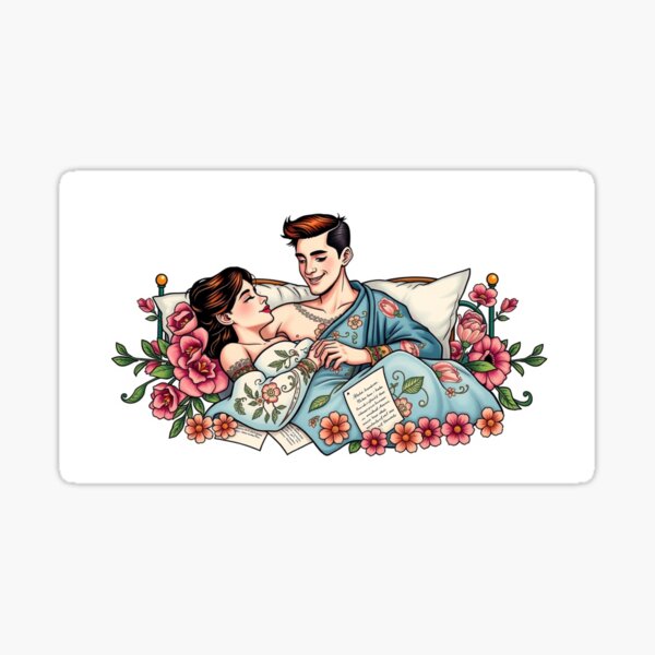Item preview, Romantic Couple Admiring Each Other in a Floral Setting designed and sold by AmberHorizon7.