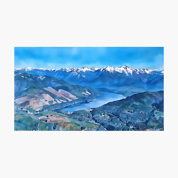 Lake Cushman Olympic Mountains (Watercolor) Photographic Print