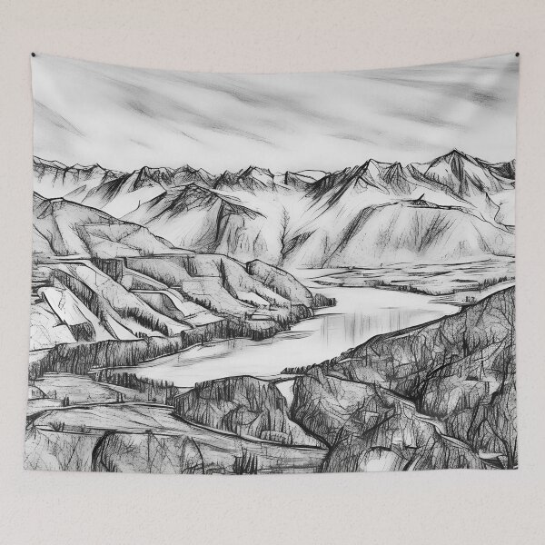 Item preview, Lake Cushman Olympic Mountains (Sketch) designed and sold by flyscenicair.