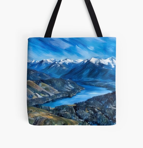 Lake Cushman Olympic Mountains (Pastel) All Over Print Tote Bag