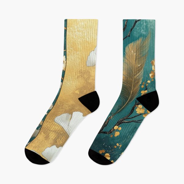 Item preview, Ramas de árbol de ginkgo de color turquesa y dorado designed and sold by OriginalBeerCat.