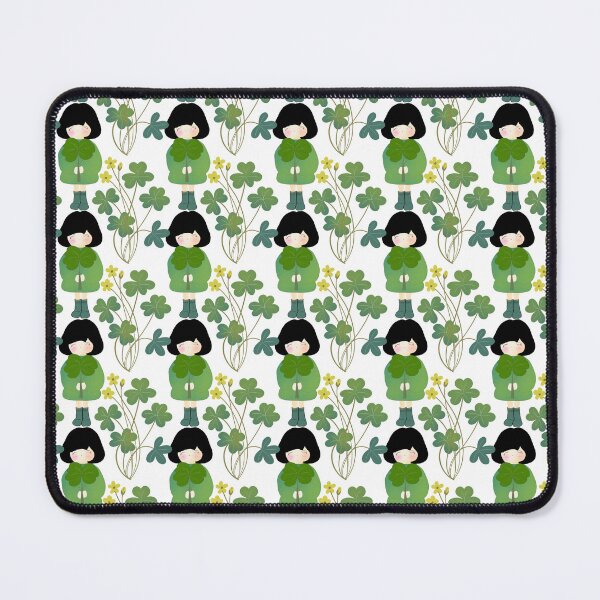 Item preview, Girl Holding Lucky Clover Surrounded by Shamrock and Yellow Flowers designed and sold by Thanapornhan24.