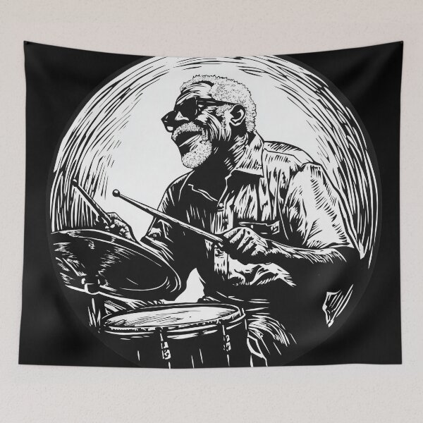 Item preview, Black Man Playing Drums designed and sold by gugacurado.