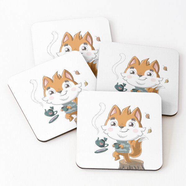 Item preview, Drawing of a fox drinking coffee designed and sold by pabloy-art.
