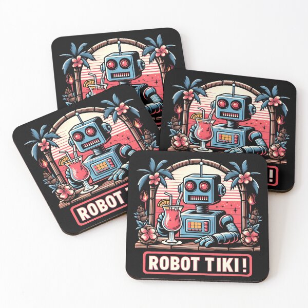 Item preview, Robot Tiki Funny Tropical and Sci-Fi Vacation Mashup designed and sold by SpookshowDesign.