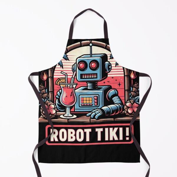 Item preview, Robot Tiki Funny Tropical and Sci-Fi Vacation Mashup designed and sold by SpookshowDesign.