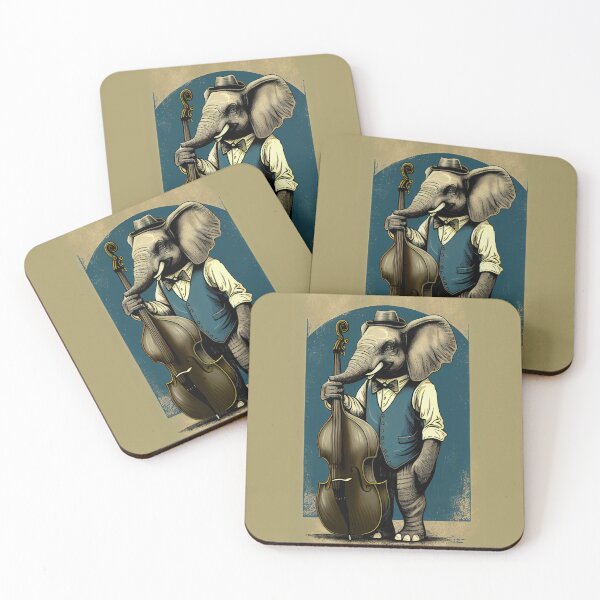 Item preview, double bass elephant playing jazz designed and sold by WildPortrait.